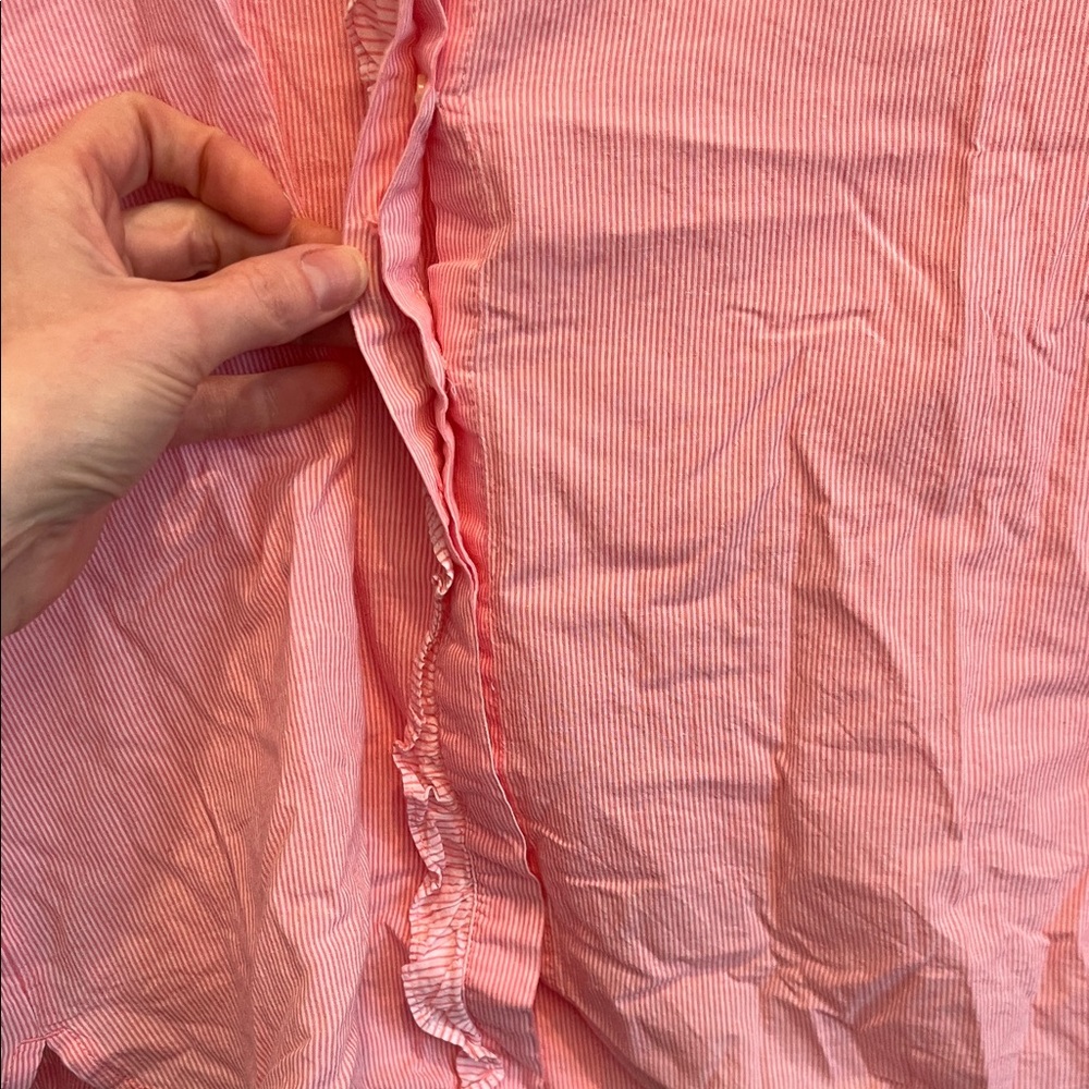 LOFT Pink Ruffled button down Small - image 6